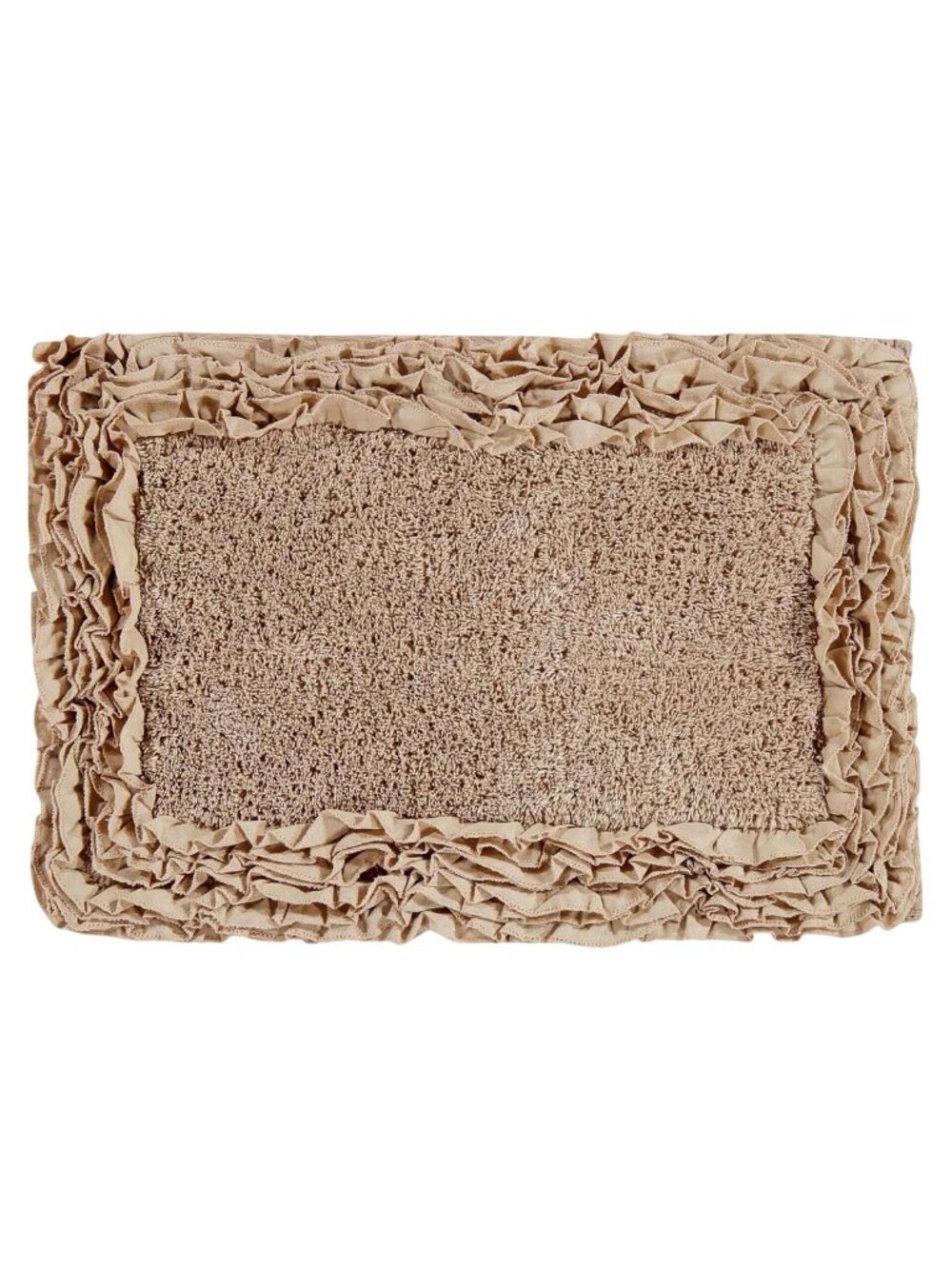NWT Better Trends Shaggy Border Ruffle Bath Rug Beige Brown 17 in. x 24 in.